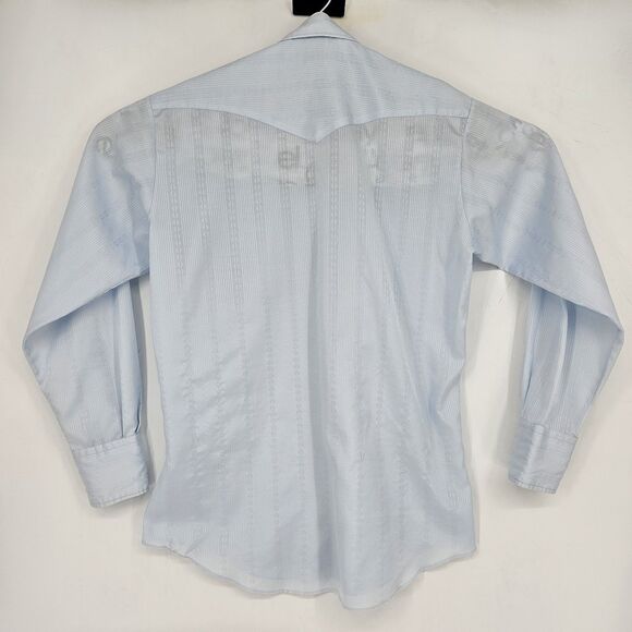 Vintage H Bar C Ranchwear Long Tail Shirt Mens Large Made in‎ USA Western Blue - Picture 6 of 12